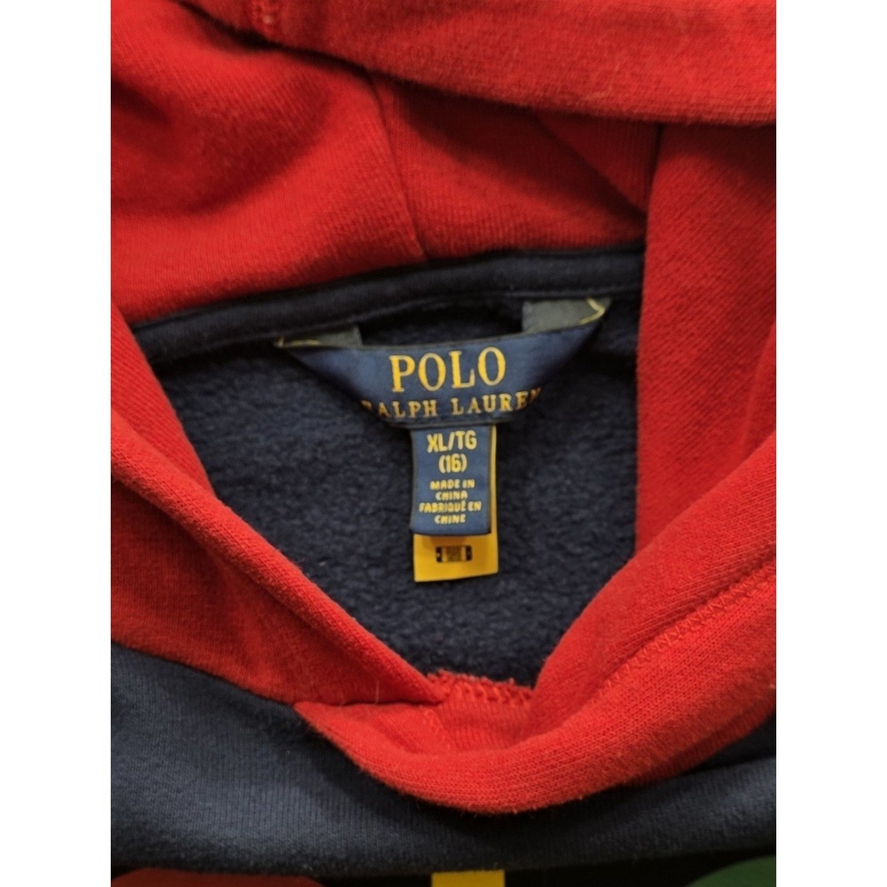 Polo Ralph Lauren Boy's Blue, Red, Yellow Pullover One Pocket Hoodie. Size XL 16 - Picture 7 of 8